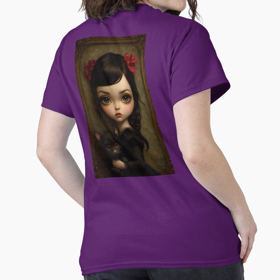The Girl and Her Shadow Cat. Pop Surrealism Portrait inspired by Mark Ryden. Lowbrow art.. by Piagor