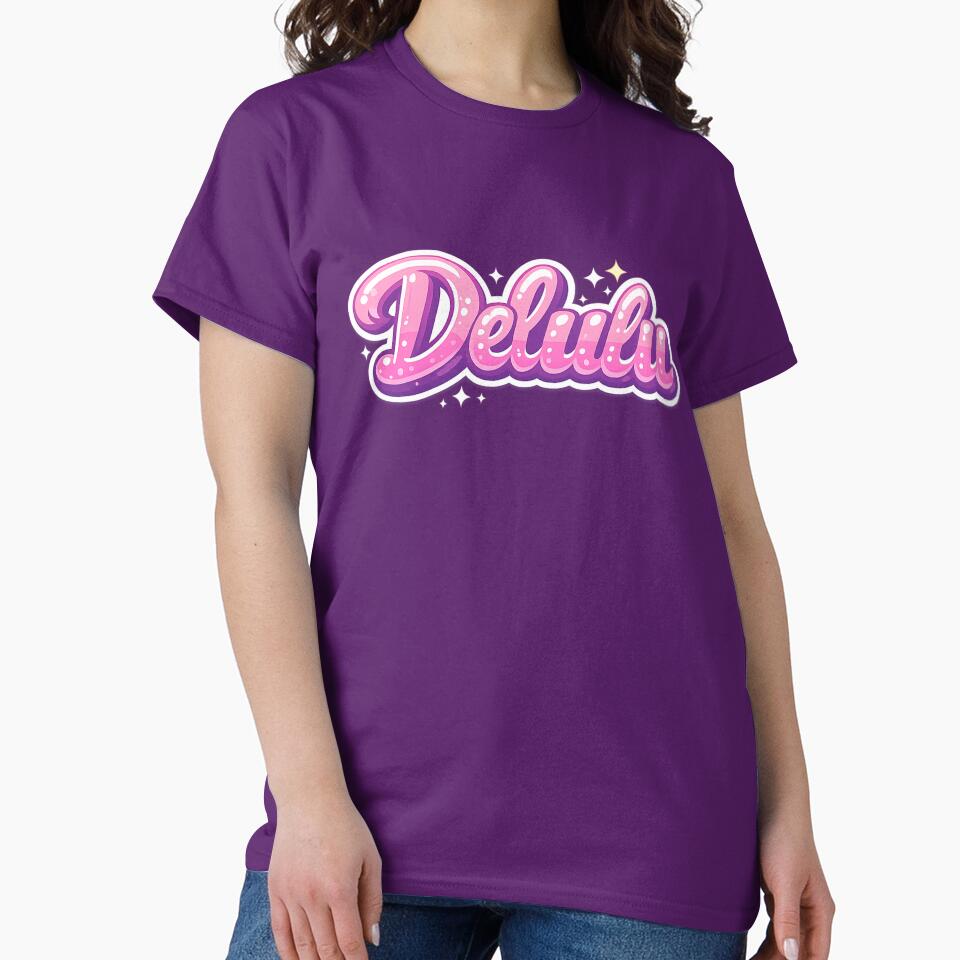 Delulu Aesthetic Typography | Trendy Gen Z Minimal Text Sticker & T-Shirt Design by designbyuzi