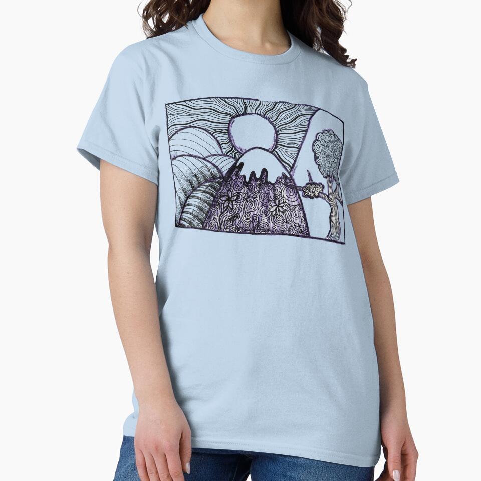 Sketch Sunny Hillsides Black Blue Markers by BOKEbyTC