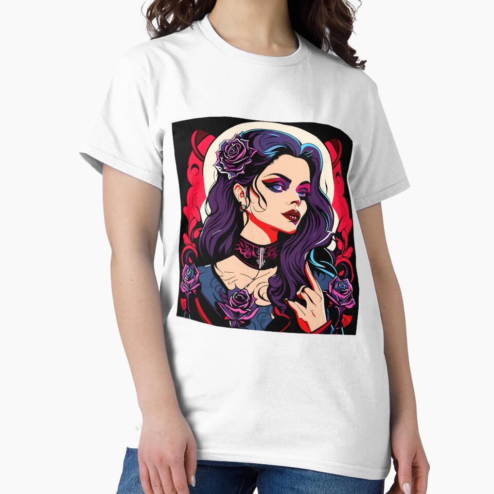 Gothic Beauty Girl with Purple Roses – Dark Romantic Art by bgrzblkdigital