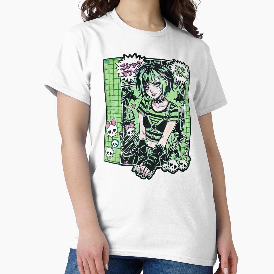 Gothic Kawaii Emo Girl Green Aesthetic by D6rkT3chDemon