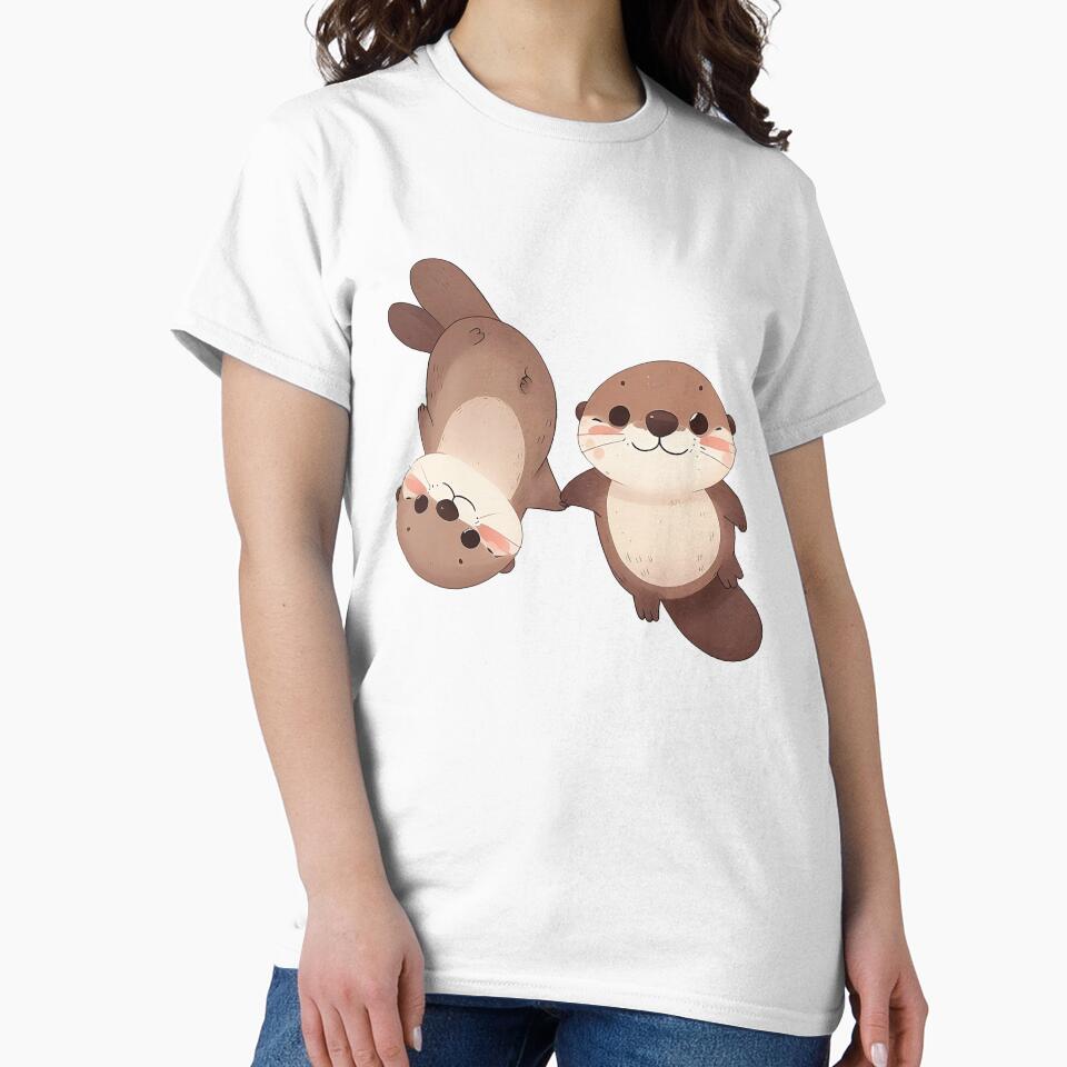 Cute couple of otters holding hands by QuickSticker