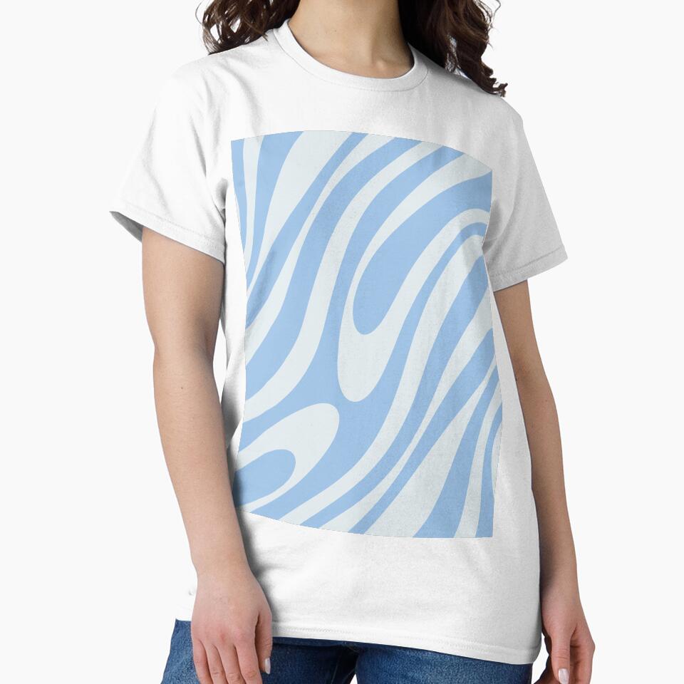 Wavy Loops Retro Abstract Pattern in Powder Blue Tones by kierkegaard