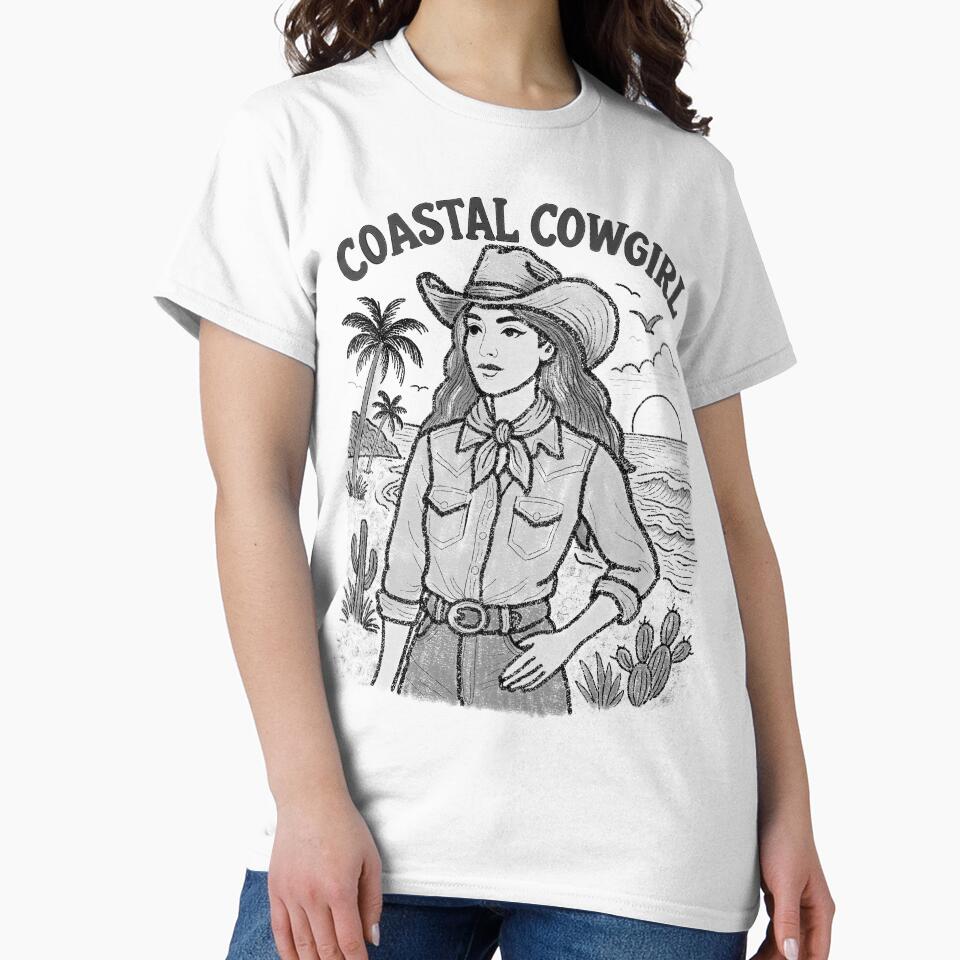 Coastal Cowgirl – Vintage Western Beach Illustration by LaPolilladPapel