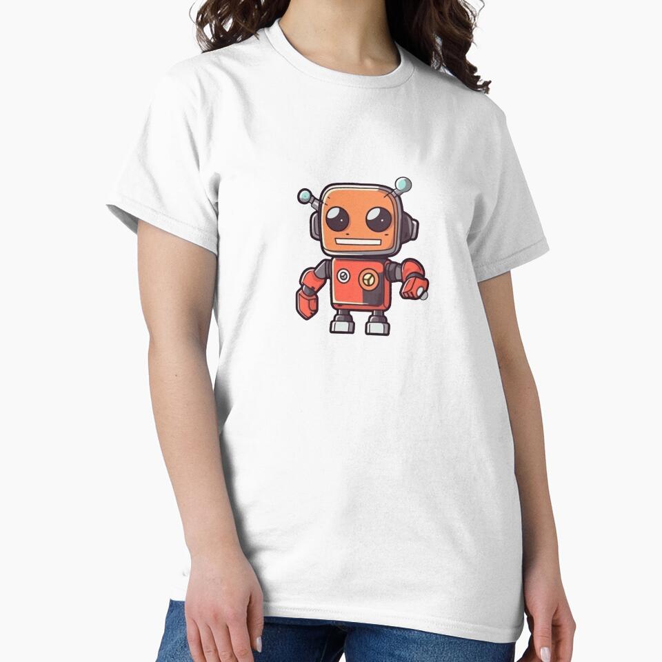 Fun Futuristic Robot Cartoon, Orange and Red by jakeparco