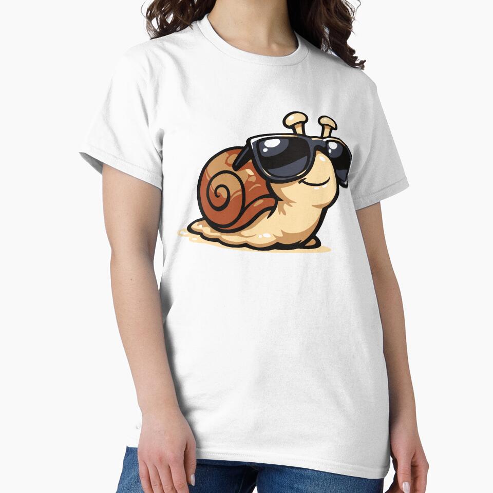 A cool snail wearing sunglasses while slowly moving forward. The design humorously celebrates slow living and relaxed personalities. by Dejbar