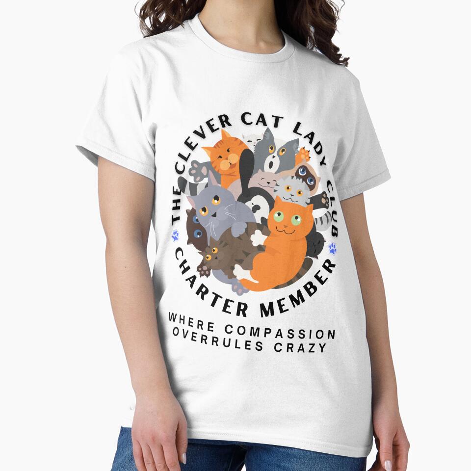 The Clever Cat Lady Club – Black Print by DPingBirdie