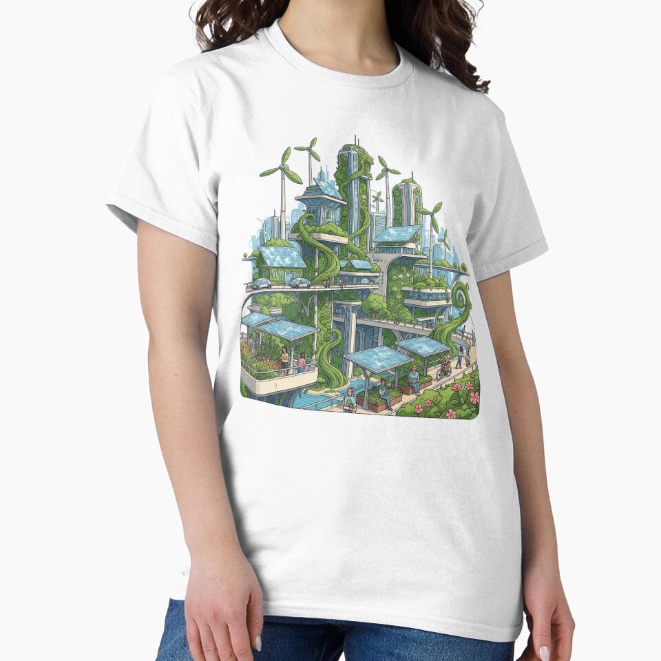 Solarpunk City Utopian Illustration climate action by SholoStudio