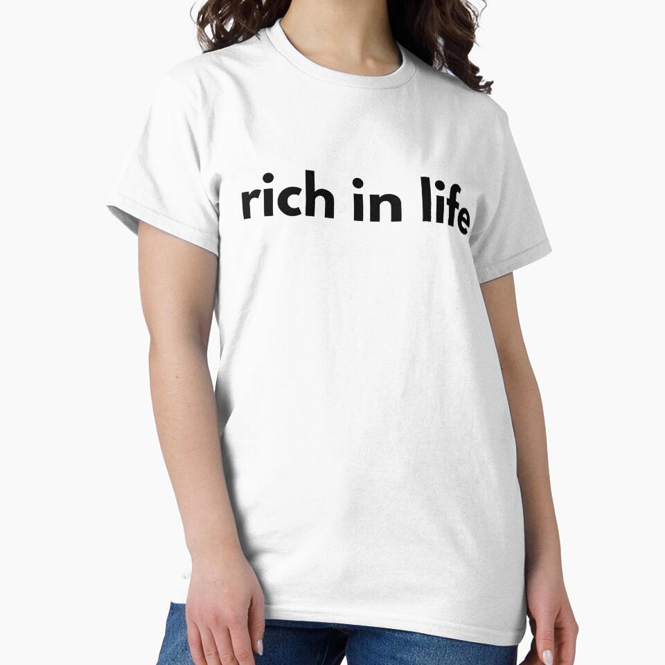Rich In Life Positive Minimalist Quote by BoldTypeGoods