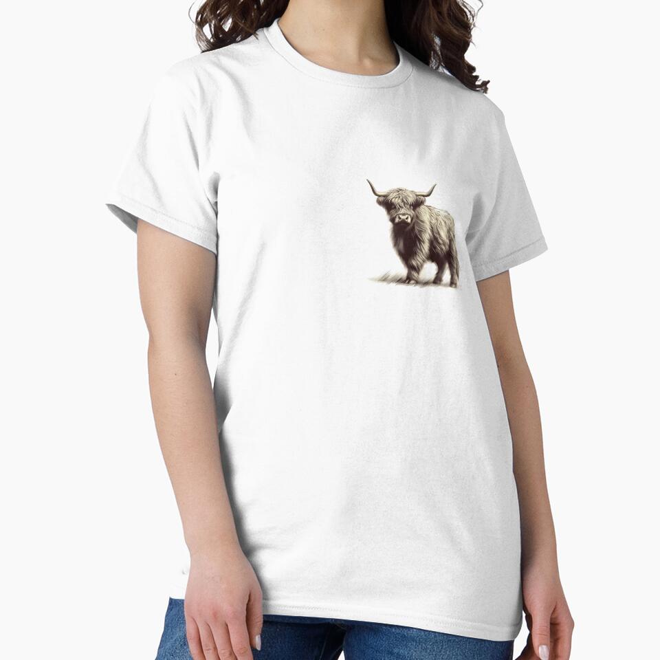 Scottish Highland Cow Abstract Retro Sketch by MaedK