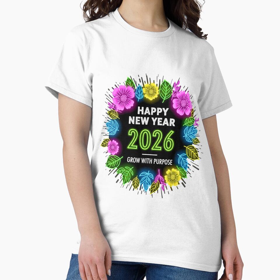 Neon Floral Happy New Year 2026 | Grow with Purpose Celebration by lojadpop