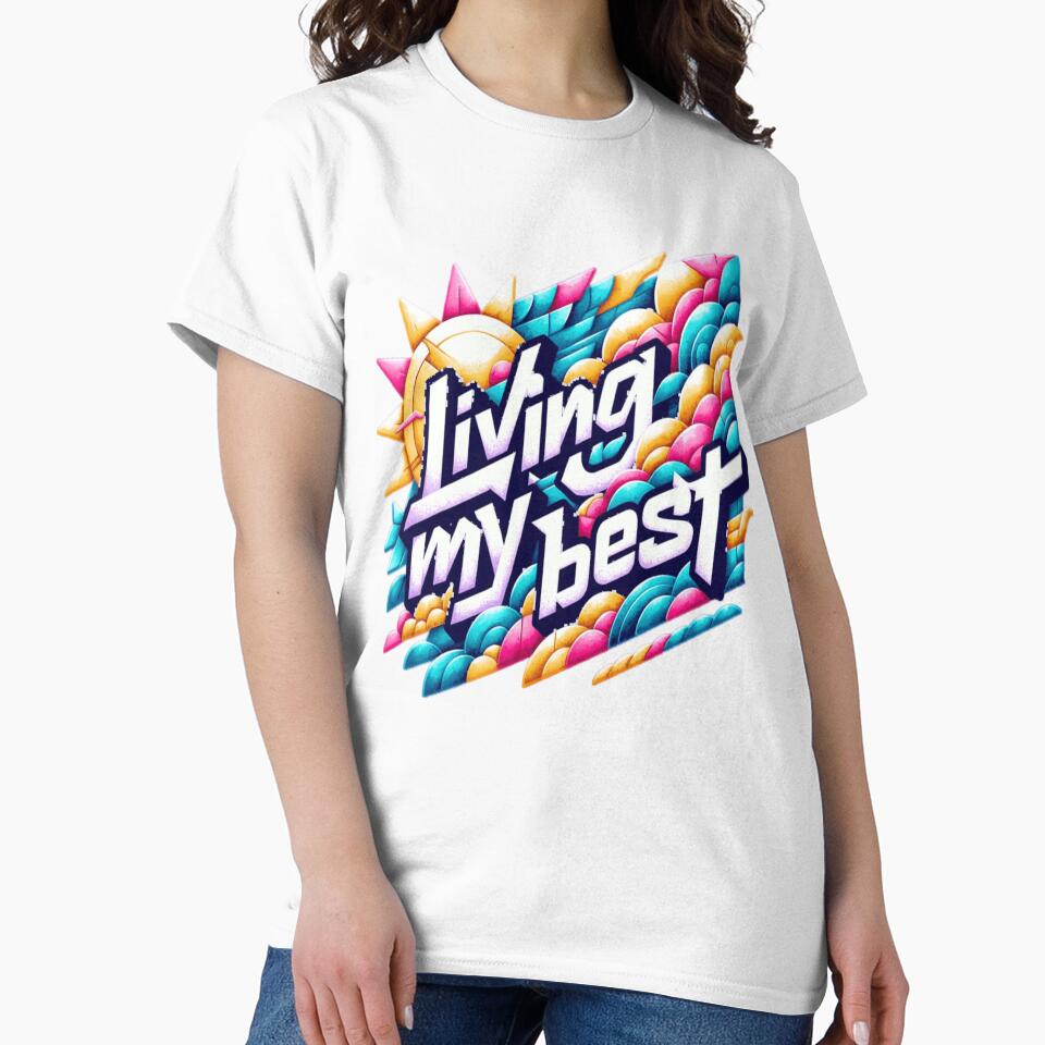Vibrant Sunburst Living My Best Pop Art Typography by StacyReicherArt