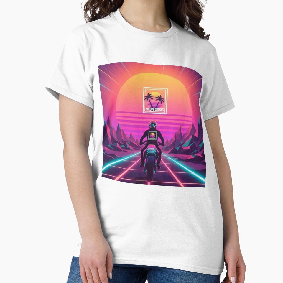 Neon Oasis Rider – Retro Futuristic Vaporwave Art by Dogandesighn