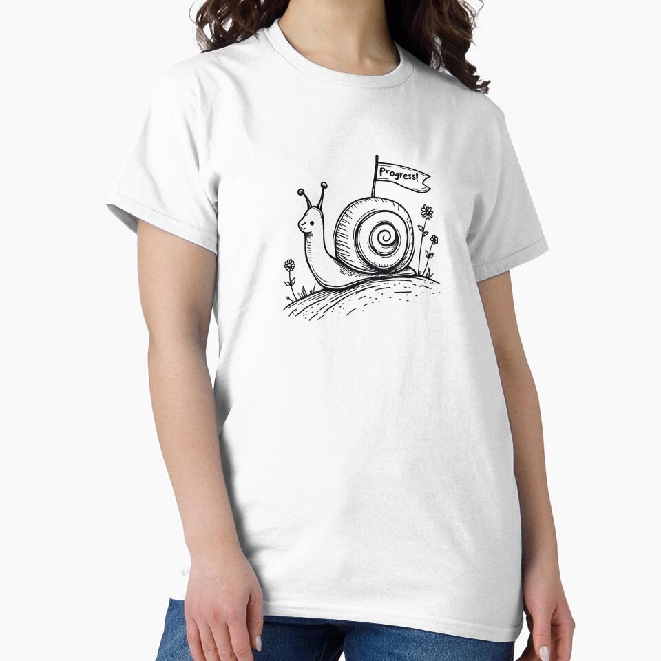 Snail with a Flag Saying "Progress" by VibeTCreations