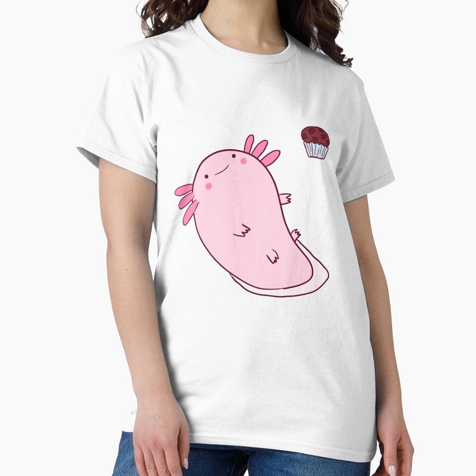 Cute happy axolotl with muffins by Mayarart