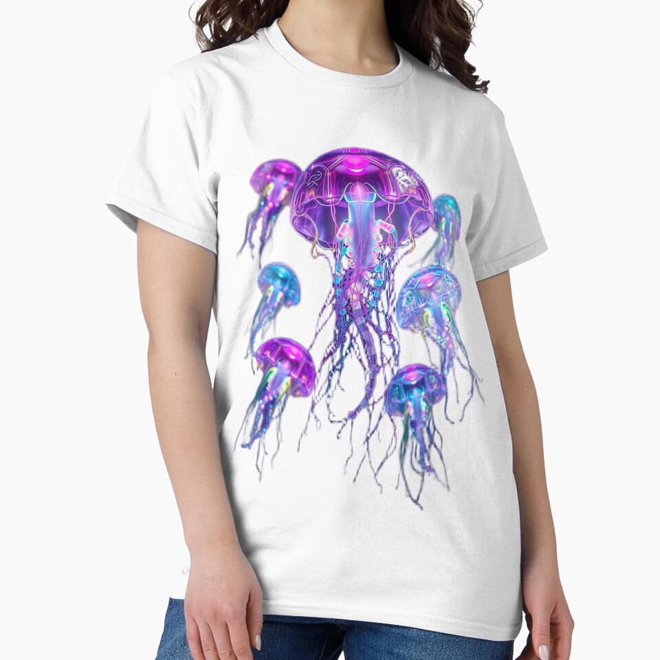 Neon Jellyfish Glow – Psychedelic Deep Sea Art by AstralFiber