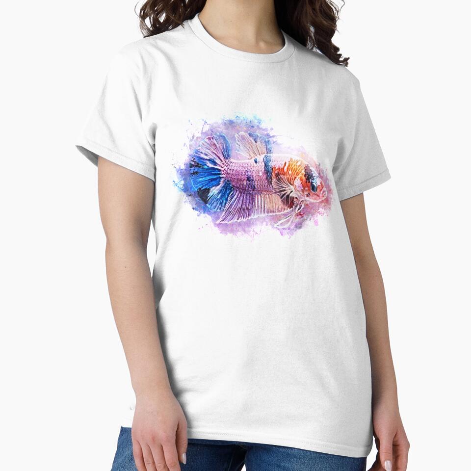 Fighting fish Halfmoon marble metallic - Betta splendens by AquariumLutter