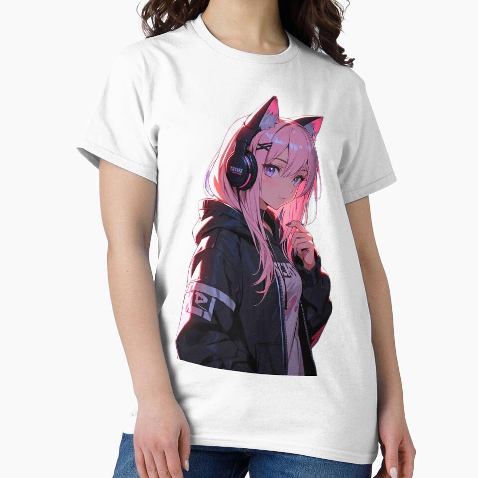 Pink Hair Anime Egirl Hoodie Design by AnimDream