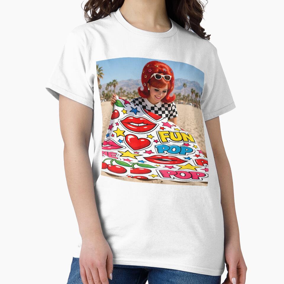 Retro Lips Cherries and Pop Fun - 60s Pop Art Beach by Ela Art Space