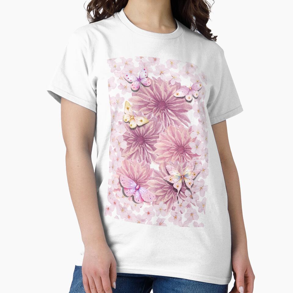 Pink Floral Butterfly Garden by IREMORHAN