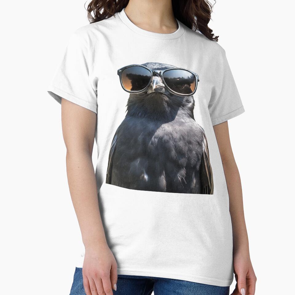 Funny cool Blackbird Bird wearing sunglasses by LazyOwlStore