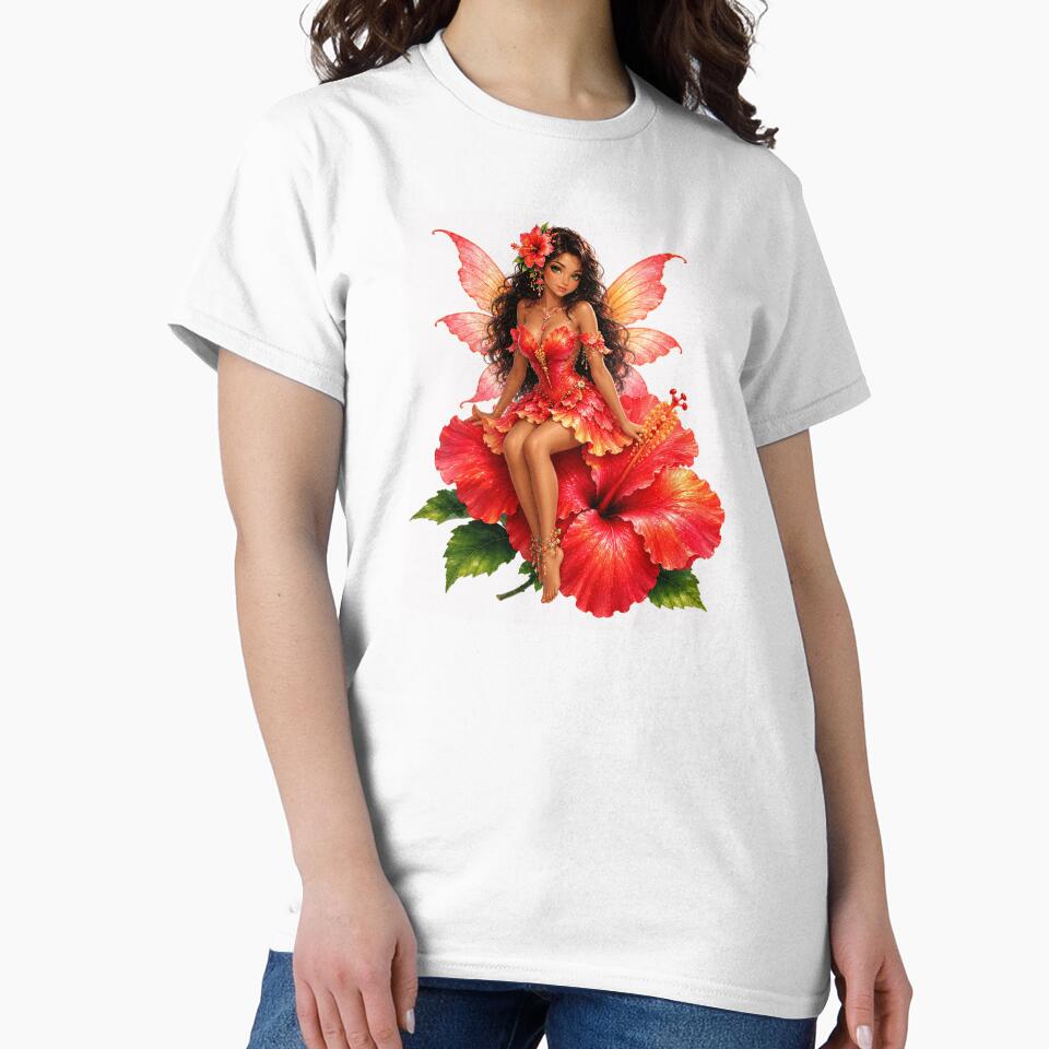 Hibiscus Fairy, Tropical Flower Fairy Sitting on Giant Hibiscus Blossom Vibrant Fantasy Art Sticker by RoPrincess