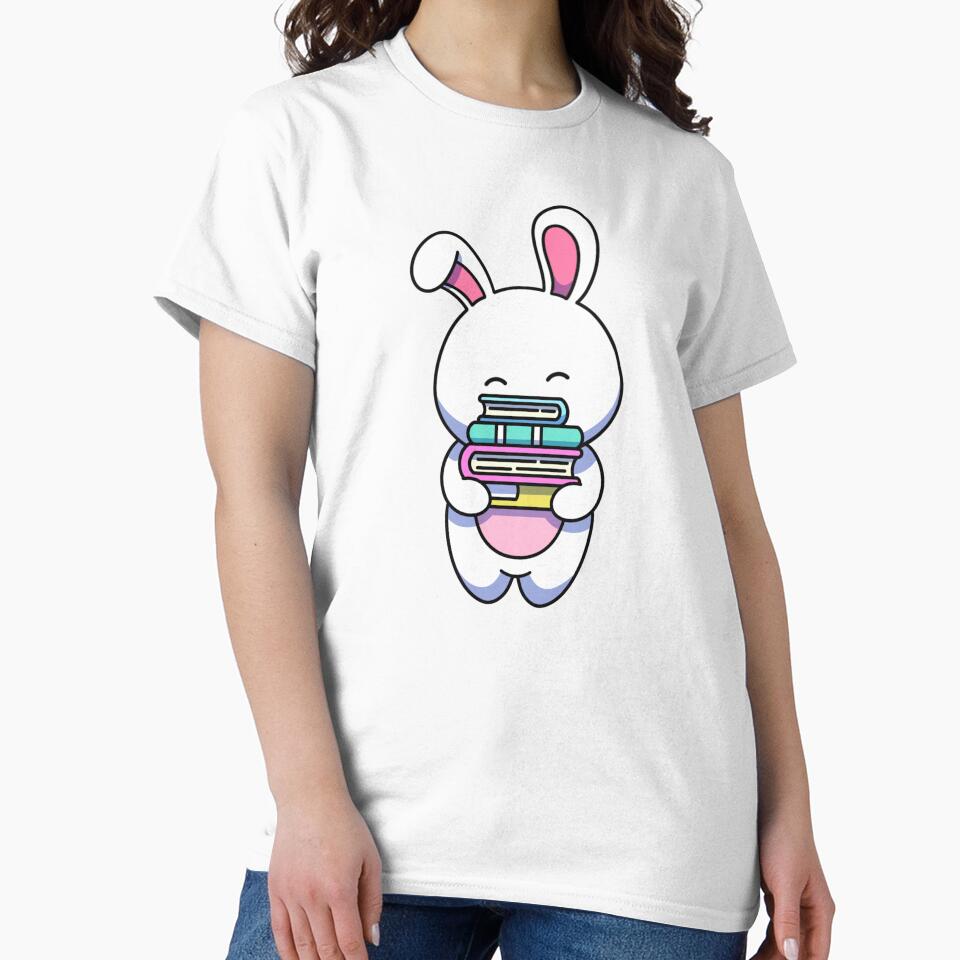 Bookish Bunny – Cute Book Stack Lover Design by yogiskencing