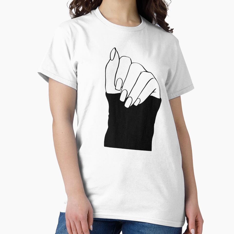 Black Minimalist Manicure Hand – Elegant Line Art Nail Design by EmeraldeaArt