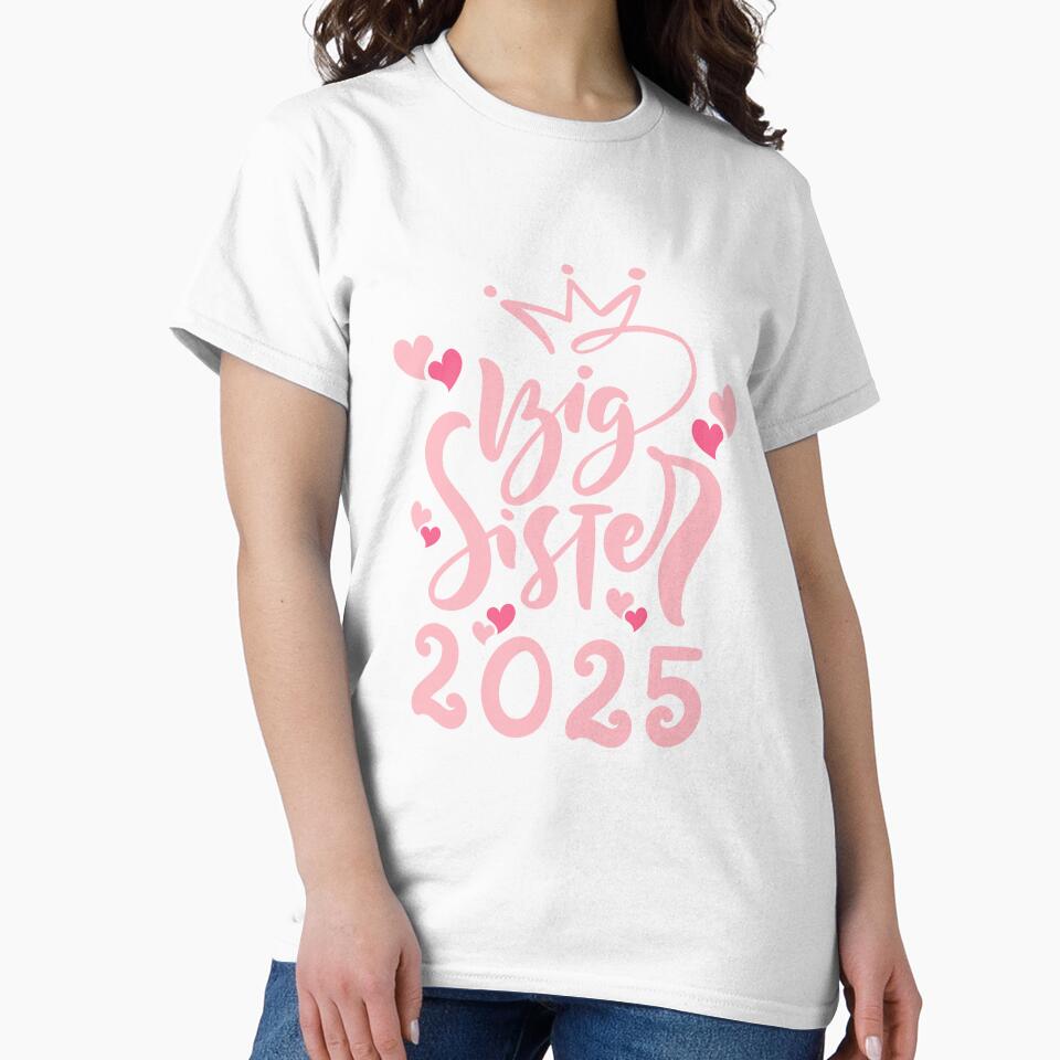 Big sister 2025 cute writing, pink crown and hearts by Lady-Frost