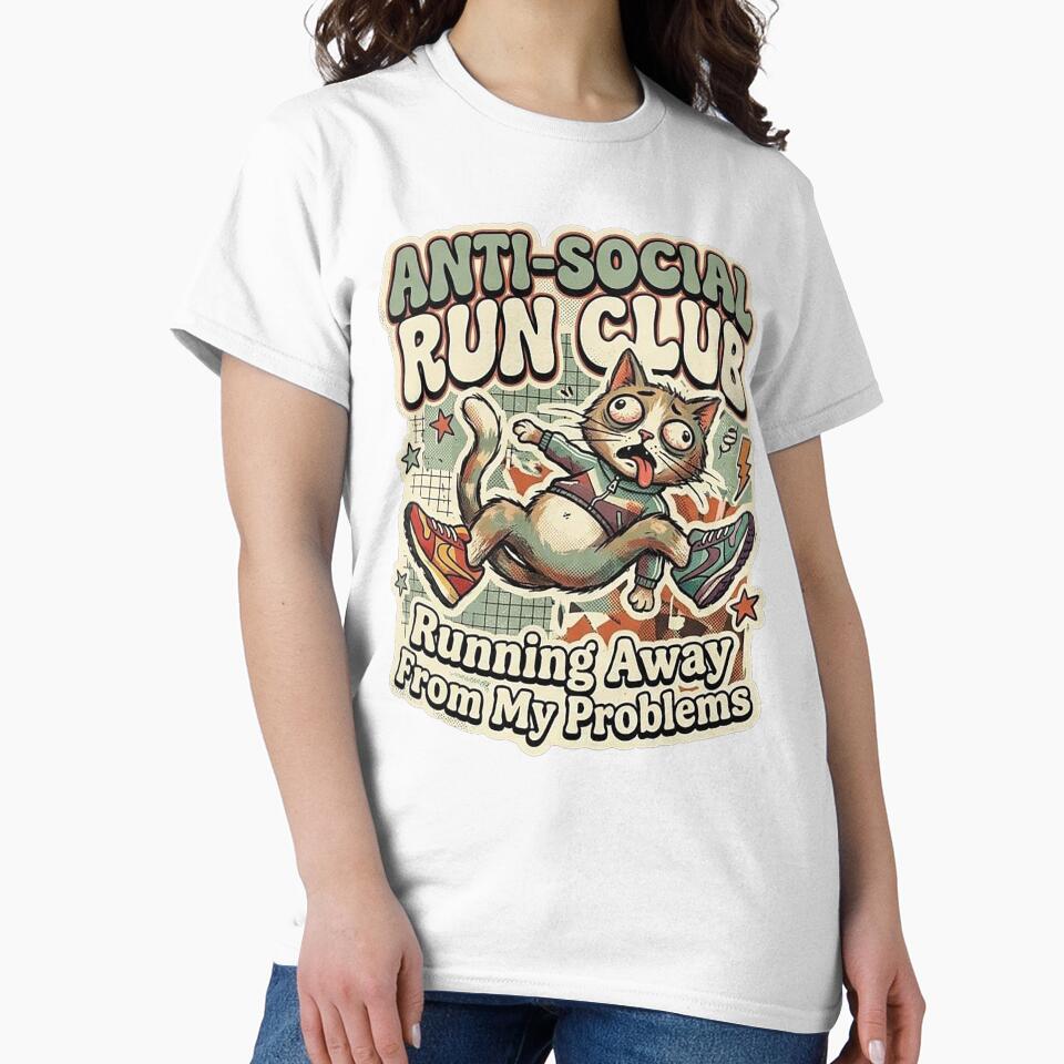 Anti-Social Run Club Funny Exhausted Cat by GrabaHuk