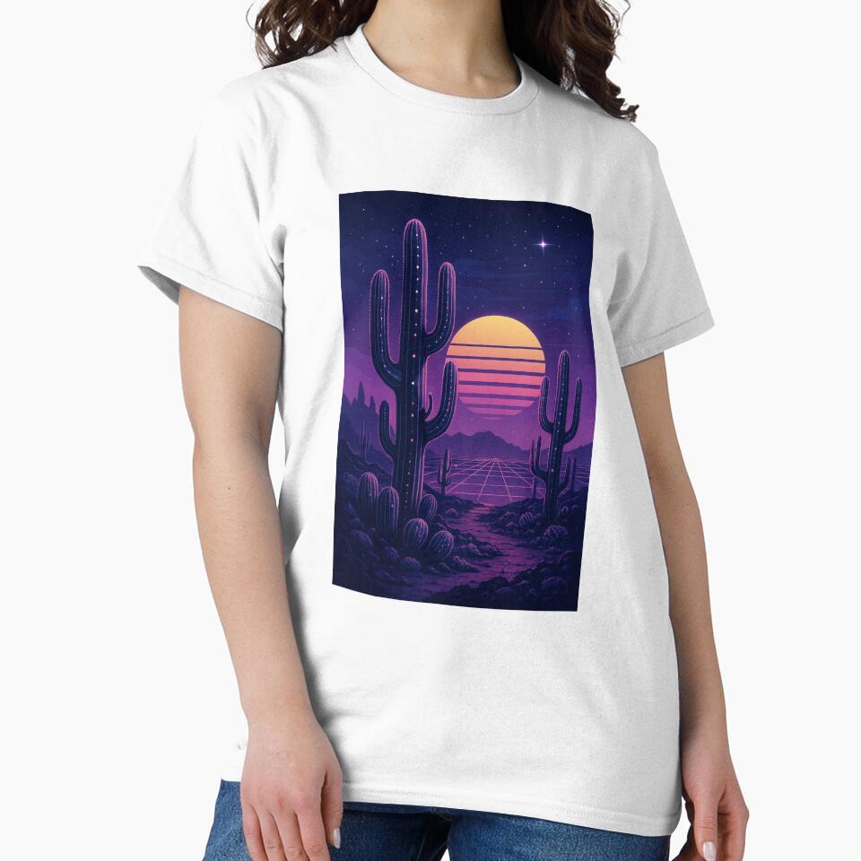 Synth-Cactus Colony – Vaporwave Sci-Fi Desert Art with Neon Flora by Domci