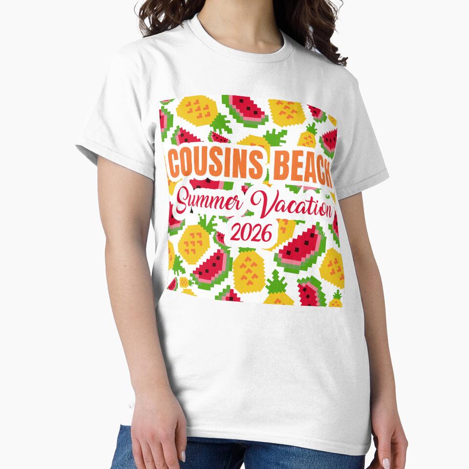 Cousins Beach Summer Vacation 2026 Pixel Art Fruit Pattern by PixelWaveBD
