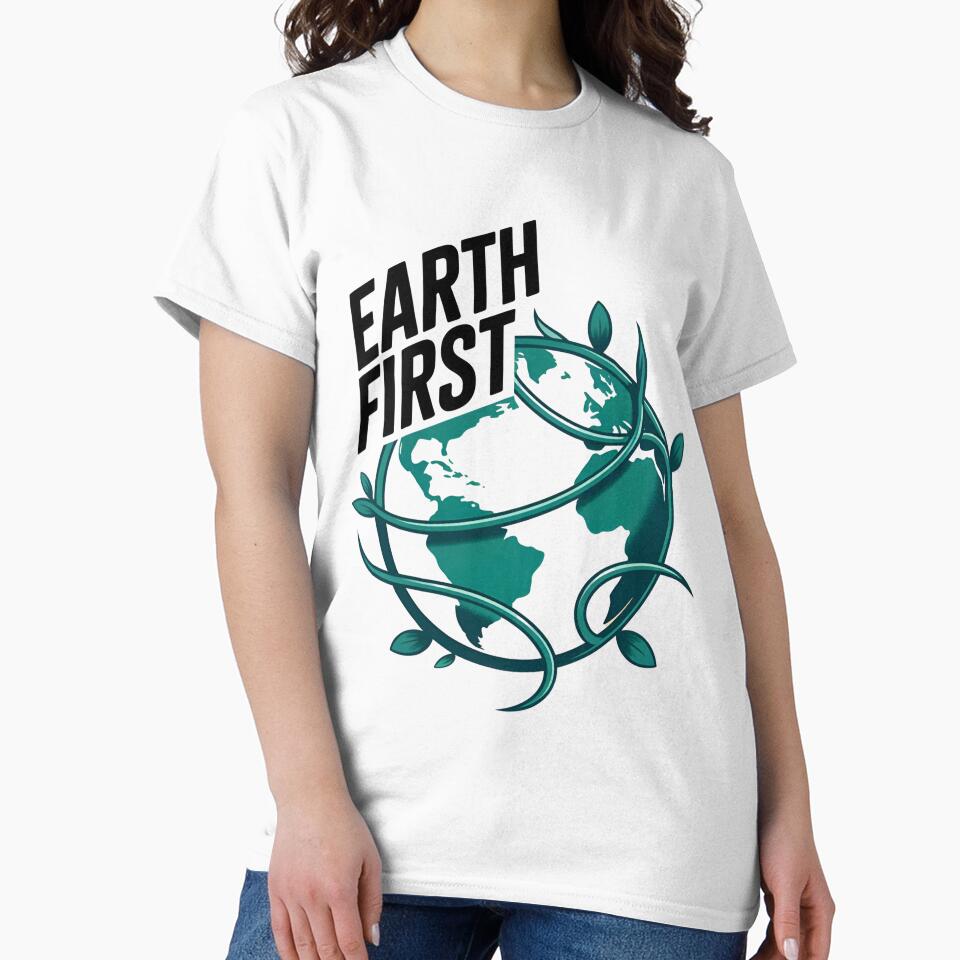 Earth First Art Print | Eco-Friendly Globe with Laurel Design by pnidesign