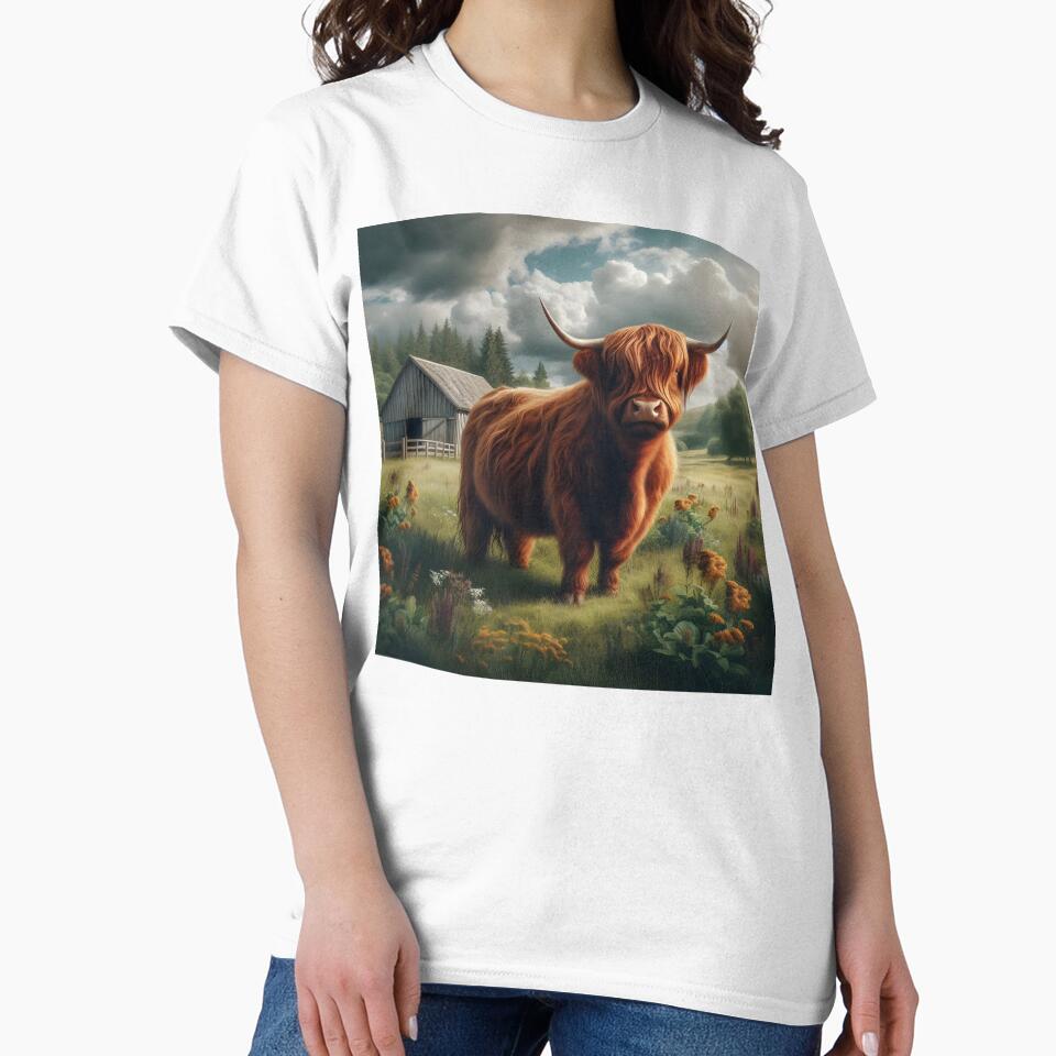 Highland Cow in field by DT creations