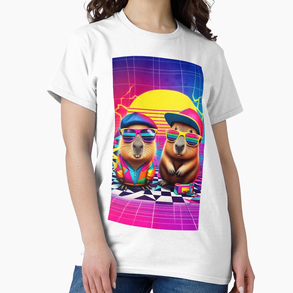 Neon 90s Capybara and Quokka Duo by Sybille-Yates