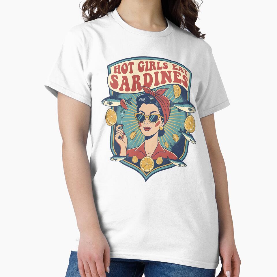 Hot Girls Eat Sardines Retro Tinned Fish Foodie Aesthetic by ZuToMi