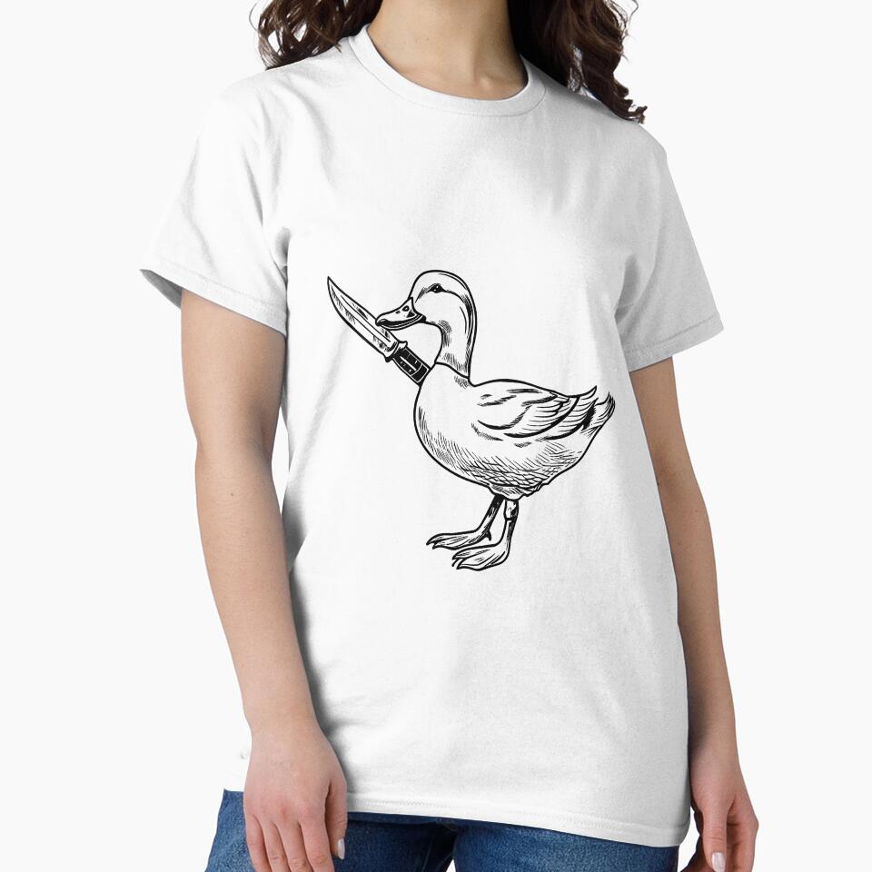 Duck with a Knife Line Drawing by GeoSketchWear