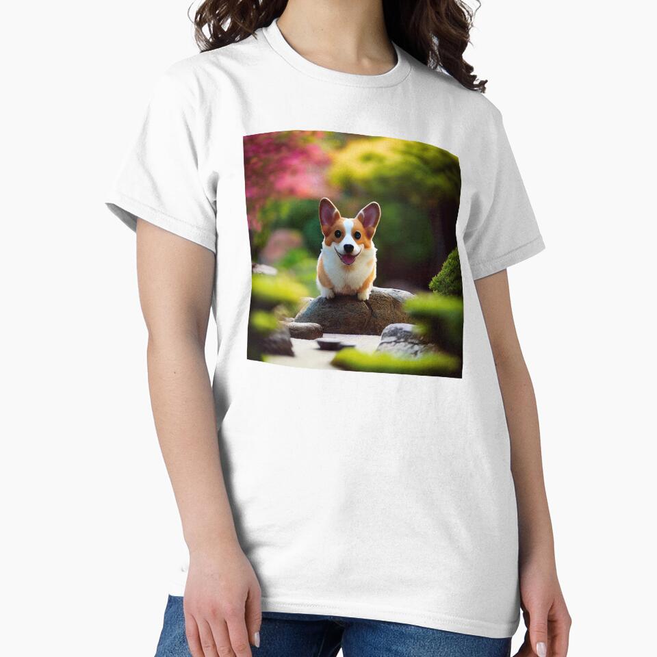 happa corgi sitting in a japanese garden by Aliveforfun