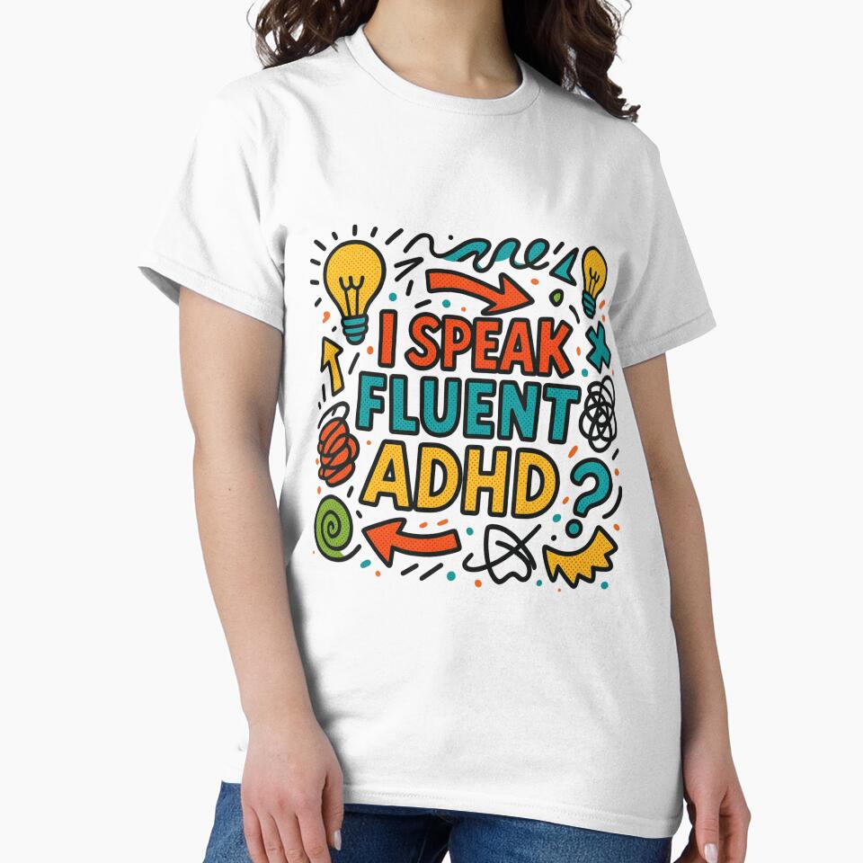 I Speak Fluent ADHD Funny Neurodivergent Dad Shirt Retro Vintage Design by CollectionsJEm