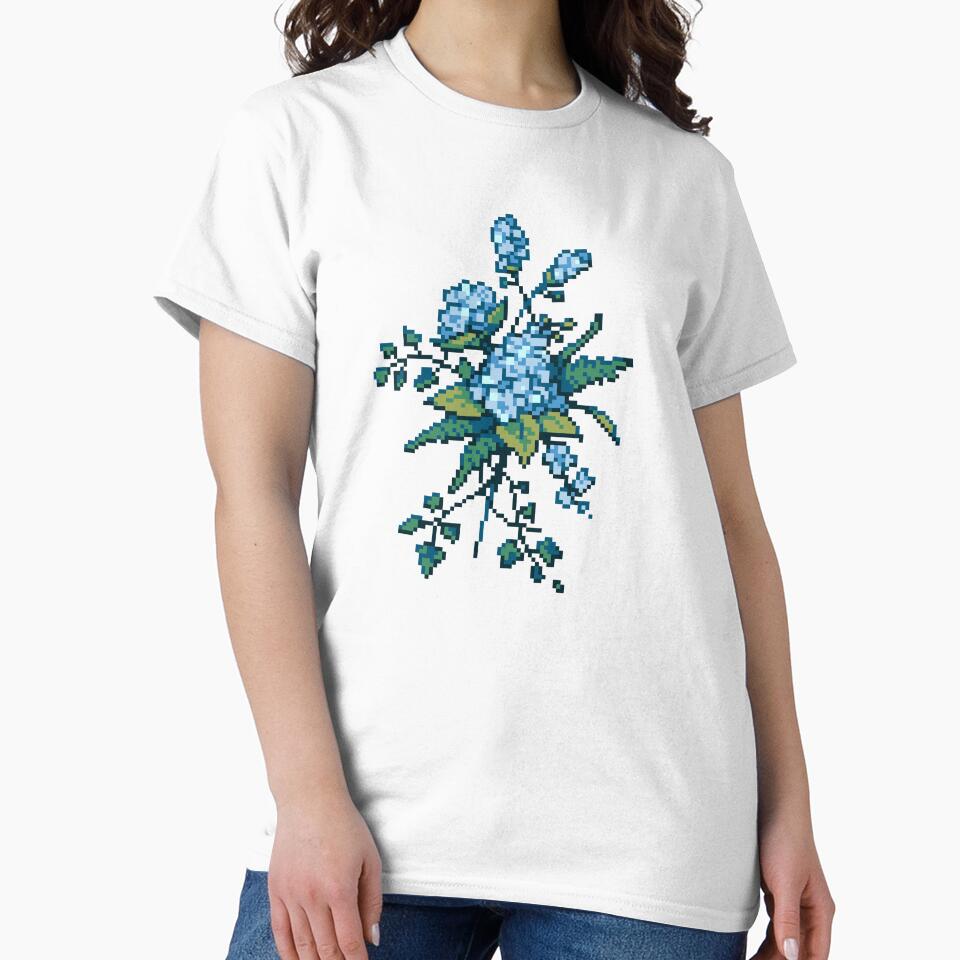 Pixel Floral - Arrangement in Blue (light) by theCatghost
