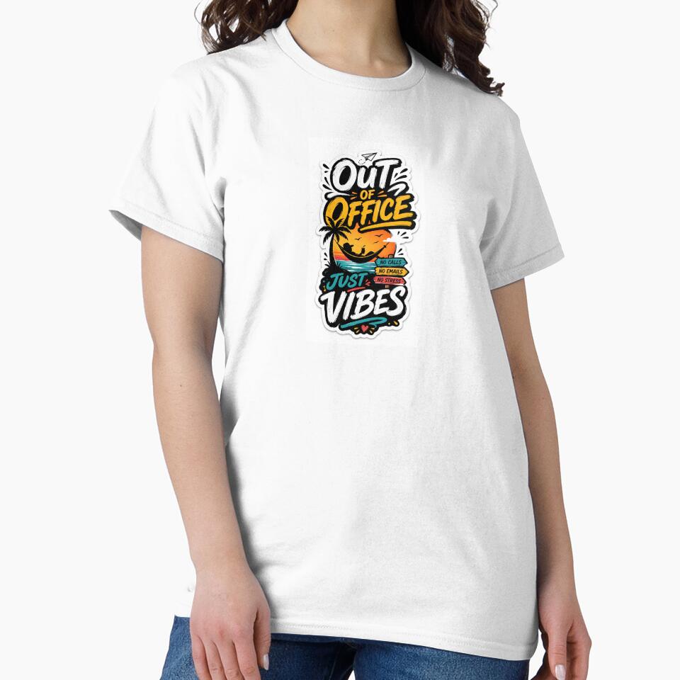 Out of Office Just Vibes Retro Sunset Sticker by Stickershutter