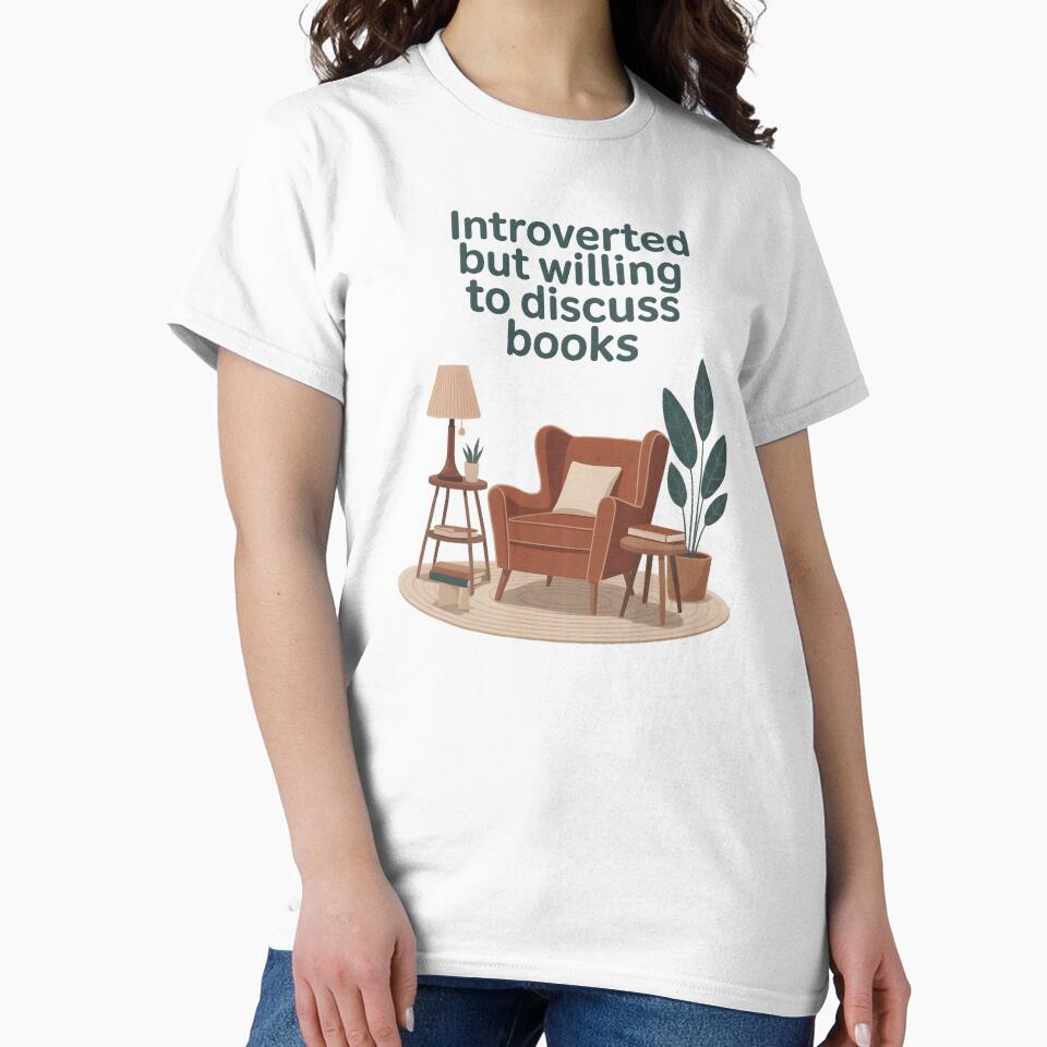 Introverted But Willing to Discuss Books – Minimalist Introvert Reader T-Shirt by ImaginedSpace7