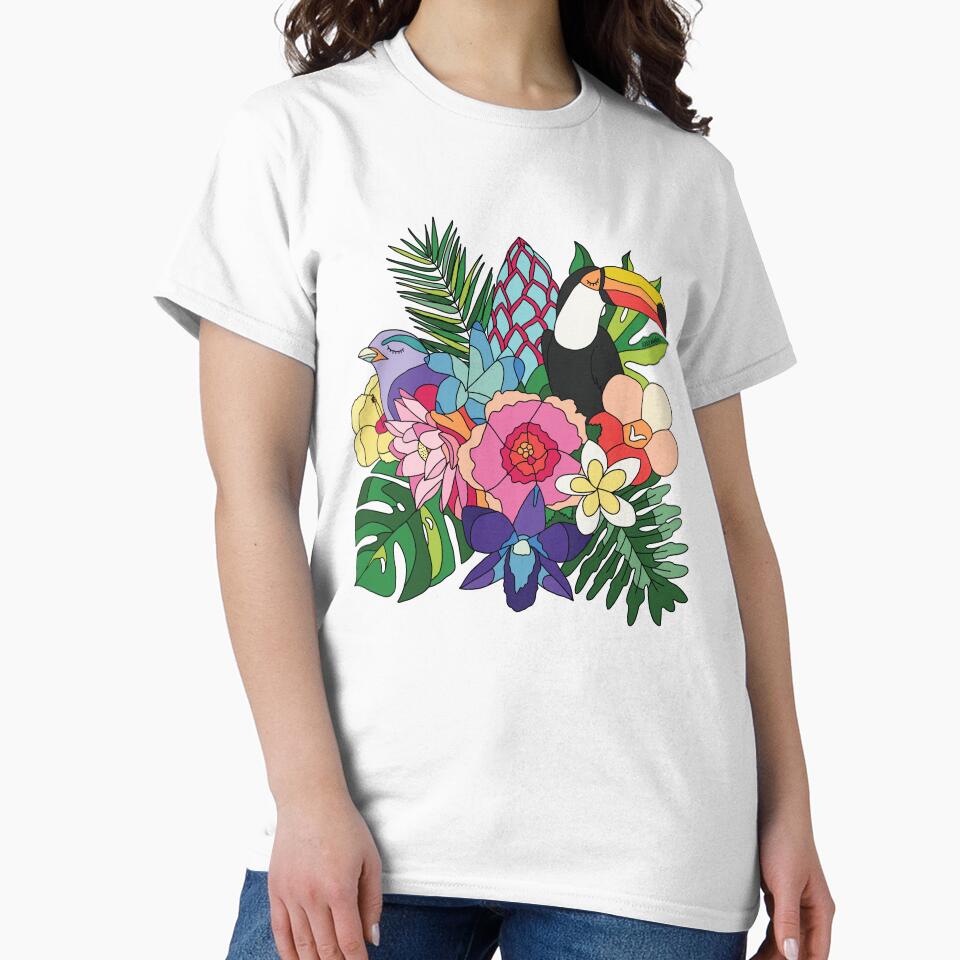 Tropical flowers birds and leaves by Sasa Elebea by Sabrina Brugmann