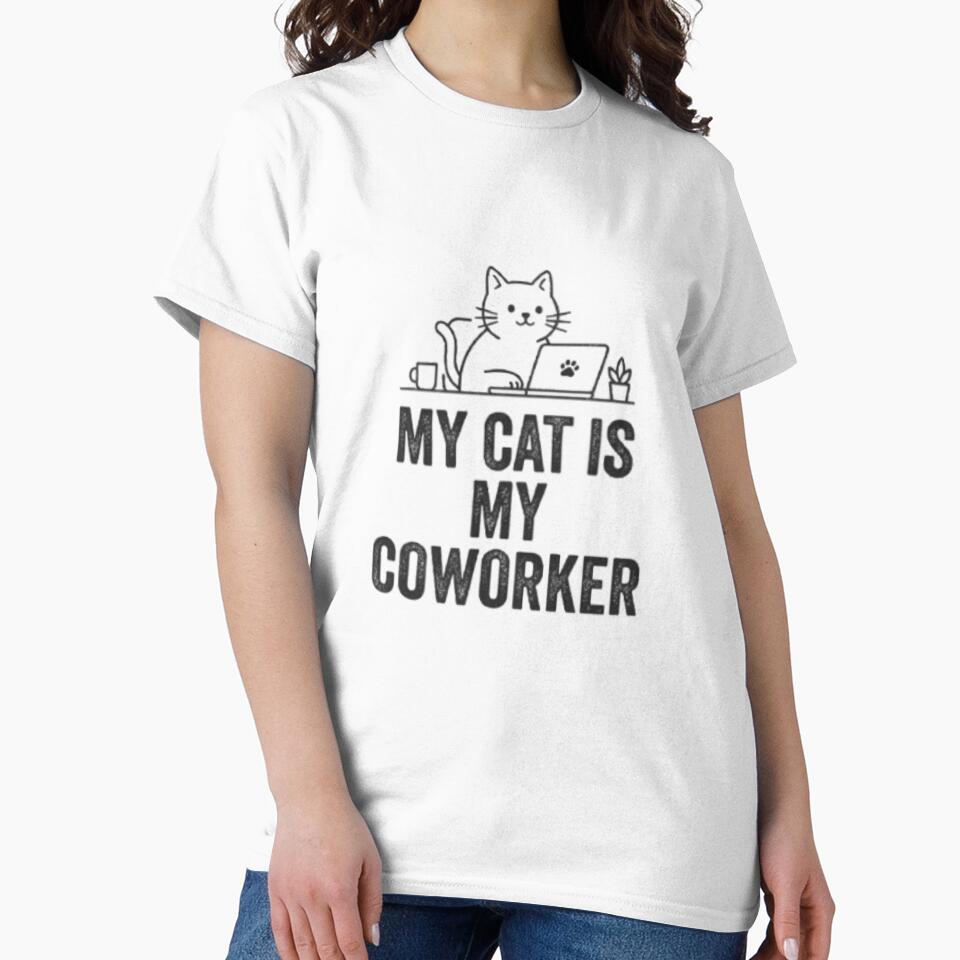 My Cat Is My Coworker - Funny Work From Home Quote by hoille