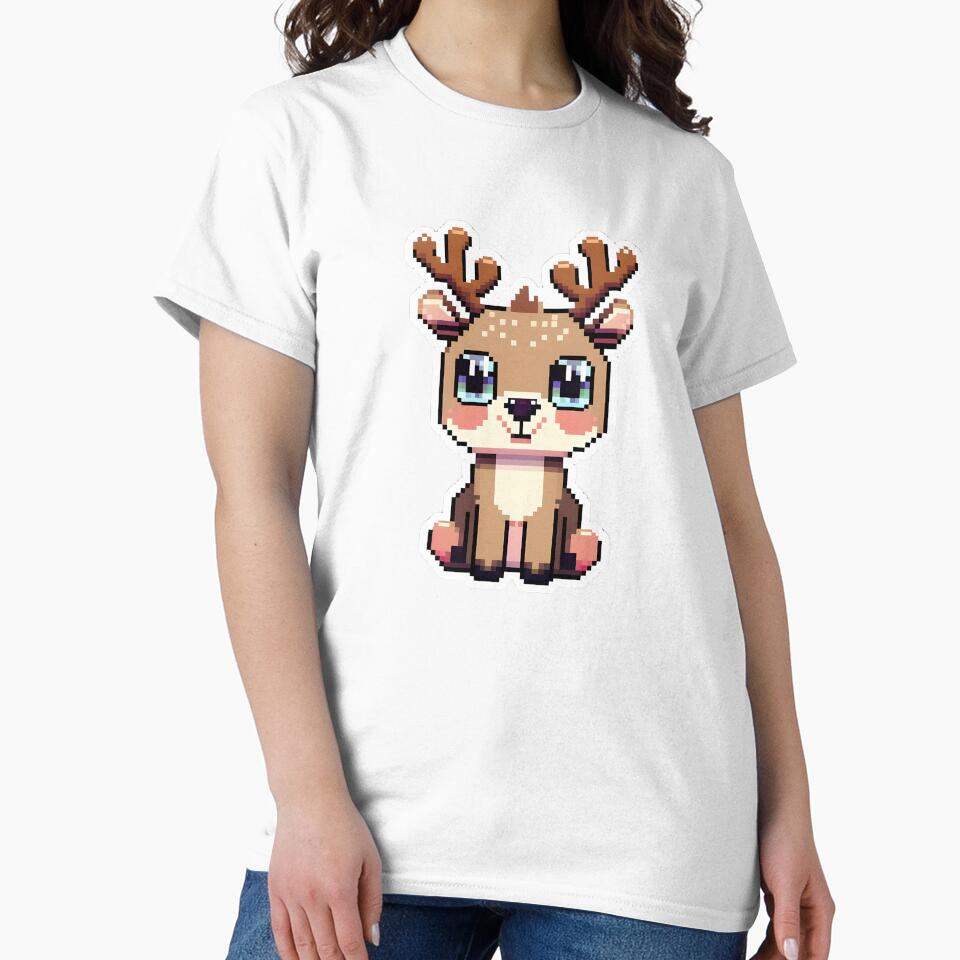 Cute Pixel Reindeer with Small Antlers and Big Eyes by BankMano
