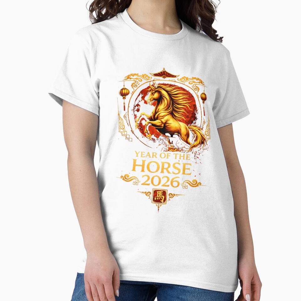 Year of the Horse 2026 Chinese New Year Shirt – Gold Zodiac Horse Lunar New Year Gift by smilup