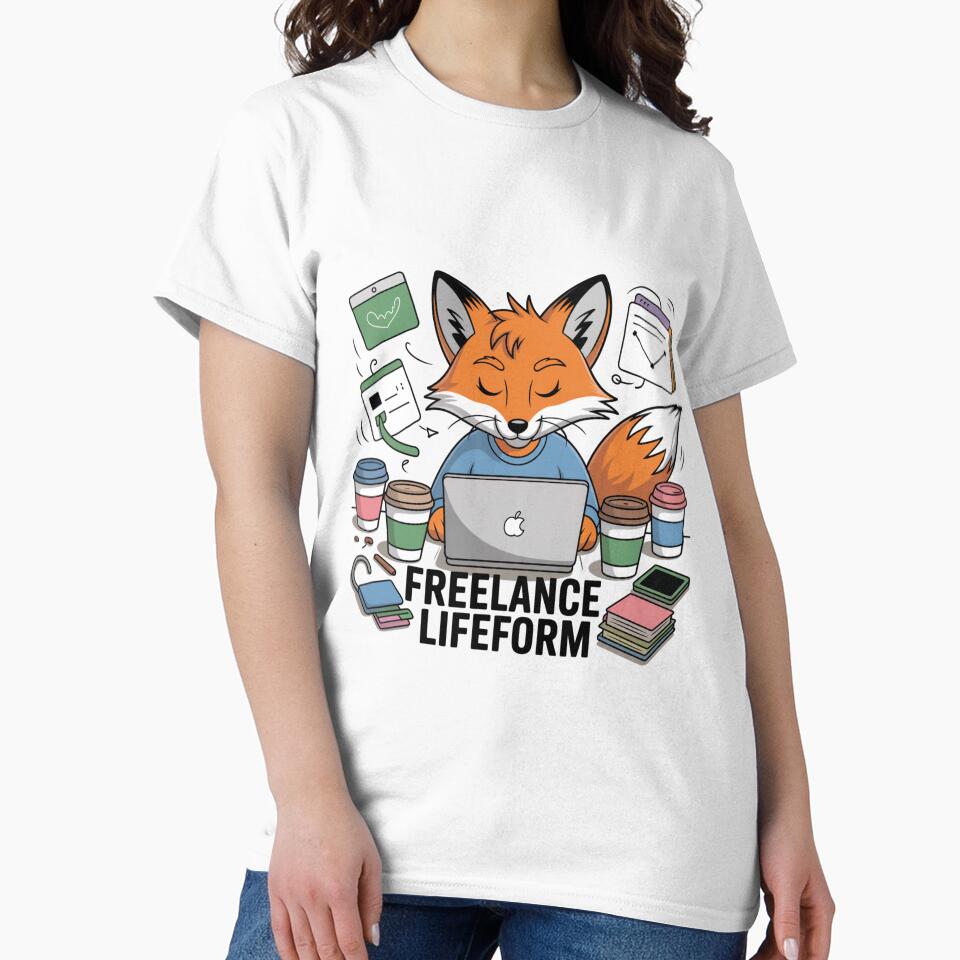 Freelance Lifeform – Fox at Work Cute Hustle Design by ArtByYunus