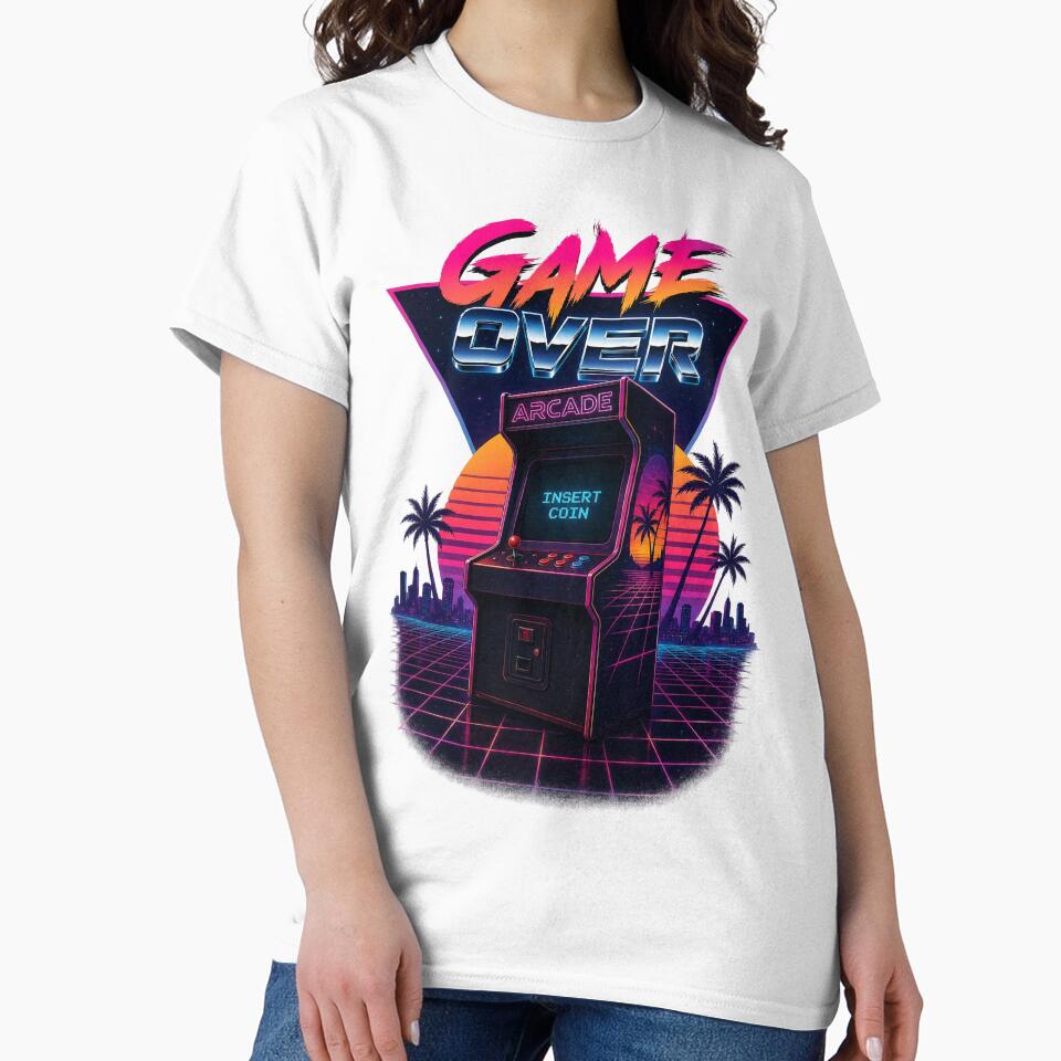 Game Over Retro Arcade Insert Coin Synthwave Gamer Design. by The-T-In-Retro