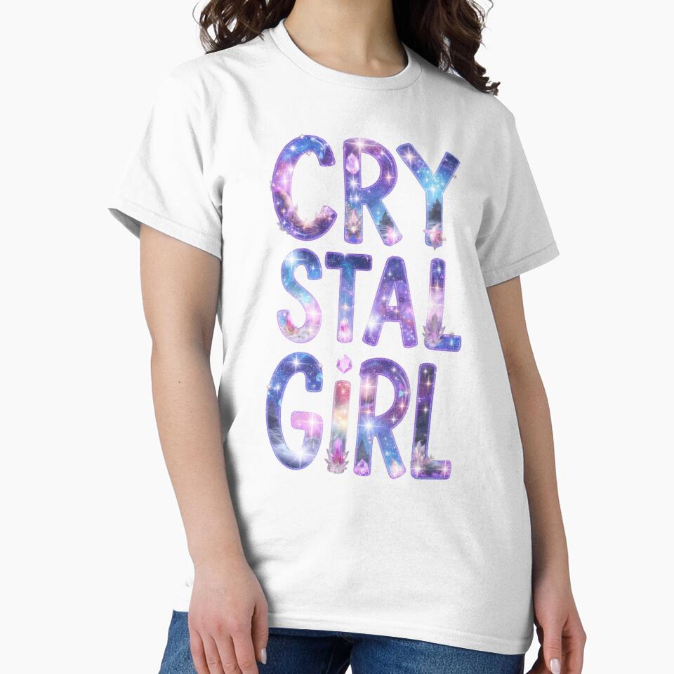 Crystal Girl Magical Celestial Typography Purple Nebula Gemstones by LC&LCPlatform