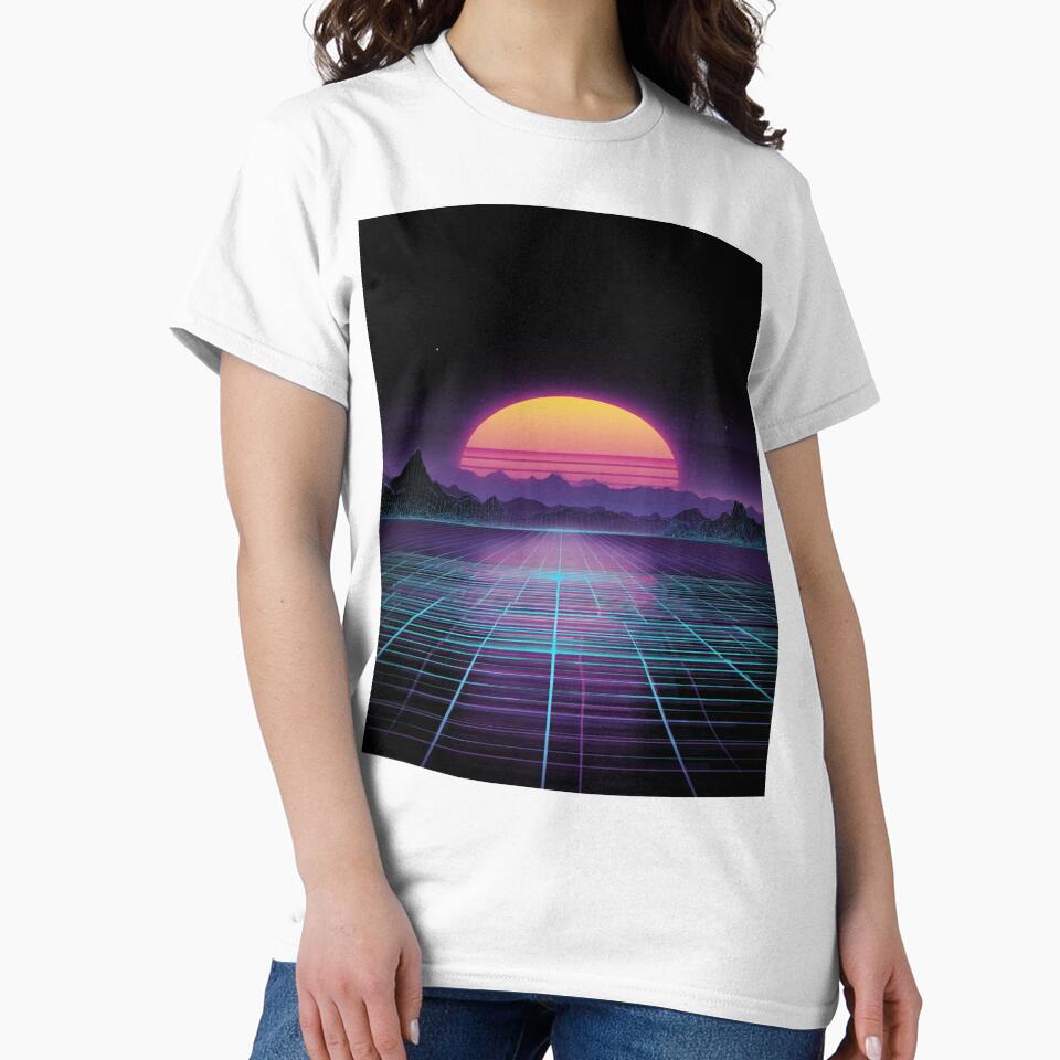 Retro Synthwave Sunset Grid 80s Aesthetic by NicolasGlowArt